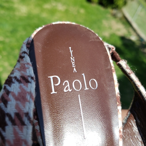 Slingback Bow Herringbone Brown Tan Preppy 10M LINEA PAOLO - Picture 5 of 5
